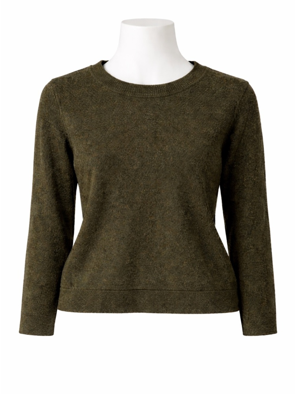 Size S J.Crew Women’s Teddie Sweater Olive Wool‎ Blend Crewneck Pullover